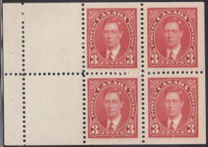 Canada 1937 MNH Scott #233a Booklet pane of 4 3c George VI Mufti
