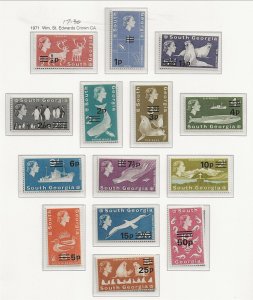 SOUTH GEORGIA Sc 17-30+17b-30b MNH issue of 1971 - OVERPRINTS - 2 WTRMARKS