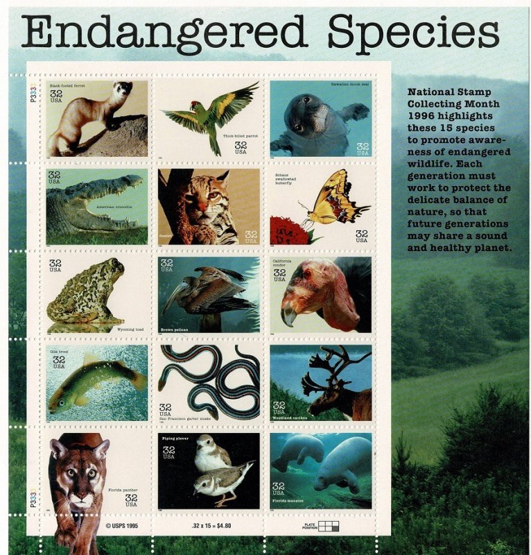 USA #3105 MNH Endangered Species sheet