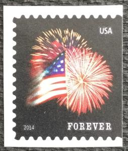 US #4871 MNH Booklet Single, Flag/Fireworks, SCV $1.00