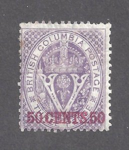 Canada BRITISH COLUMBIA # 12 MINT (GD) 50c OVERPRINT PERF 14 BS27097