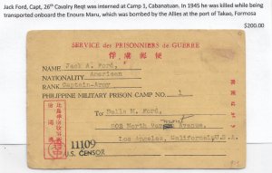 Philippine POW Camp #1, Cabanatuan to Los Angeles, Ca 1943 (C5093)