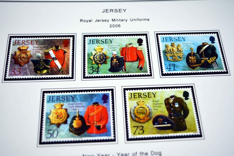 COLOR PRINTED GB JERSEY 1958-2010 STAMP ALBUM PAGES (198 illustrated pages)