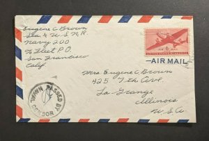 1943 FPO Navy 200 Tongatuba Tonga Censored Airmail Cover to La Grange IL USA