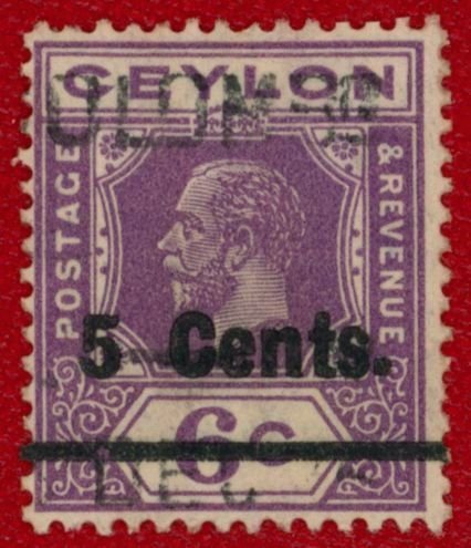 CEYLON Sc 249 USED - 1926 5c on 6c - King George V - #231 Surch - No Faults