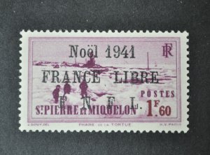 St. Pierre & Miquelon sc# 292 MH OG stamp 1941 France mint with hinging