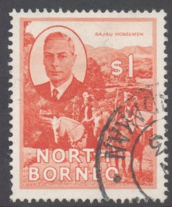 North Borneo Scott 255 - SG367, 1950 George VI $1 used