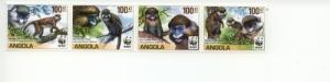 2011 Angola WWF Guenon Monkeys Strip of 4(Scott 1364) MNH