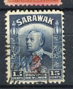 SARAWAK; 1947 early Brooke Crown Colony issue fine used 15c. value