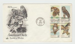 1760-1763 FDC First Day Cover Wildlife Conservation American Owls ArtCraft