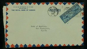 Puerto Rico 1935 Airmail Cover San Juan to San Francisco franked Scott C7