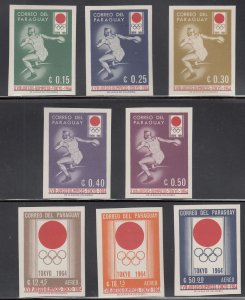 1964 PARAGUAY SUMMER OLYMPICS TOKYO/ IMPERF SET (SC#791-798) MNH VF