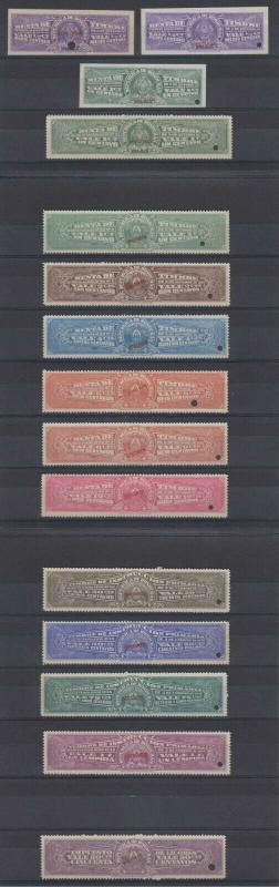 HONDURAS 1927 REVENUES TIMBRE, LICOUR+ 3 IMPERF & 12 PERF PROOFS SETS SPECIMEN 