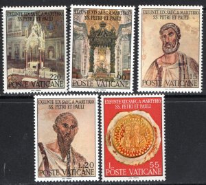 Thematic stamps VATICAN 1967 ST PETER & ST PAUL 498/502 mint