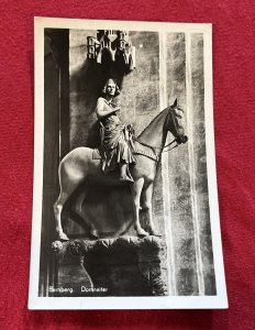WWII WW2 Nazi German Third Reich Bamberg Horse Warrior statue Postcard W Stamp