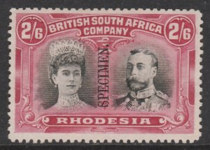 RHODESIA 1910 DOUBLE HEAD  2s6d SPECIMEN with EXTRA CURL variety