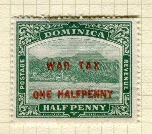 DOMINICA; 1916-18 early WAR TAX Optd. issue Mint hinged 1/2d. value