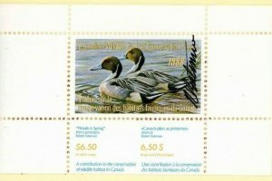 CANADA 1988 DUCK STAMP ARTIST SIGNED IN FOLDER AS ISSUED PINTAILS ROBERT BATEMAN