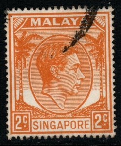 SINGAPORE SG17 1949 2c ORANGE p17½x18 FINE USED