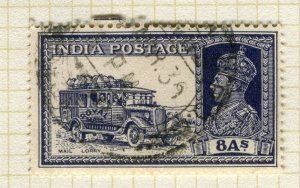 INDIA; 1938 early GVI issue fine used 8a. value