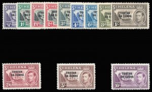 Tristan Da Cunha 1952 KGVI set complete superb MNH. SG 1-12. Sc 1-12.