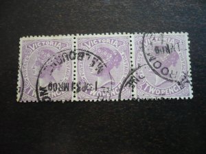 Stamps - Victoria - Scott# 196 - Used Strip of 3 Stamps