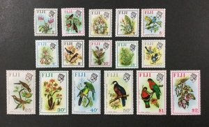 FIJI #305-320, 1971-2 set of 16 QEII flowers/birds, FVF, MNH, CV $39.45. (BJS).