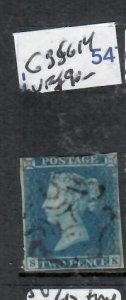 GREAT BRITAIN QV 2D BLUE IMPERF  SG 14  FU          P0731B H