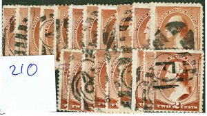 Scott 210 1883 2c Washington Used 20 Copies Cat $15