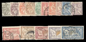 French Colonies, French Offices in Crete #1-15 Cat$180.50, 1902-3 1c-15fr, co...