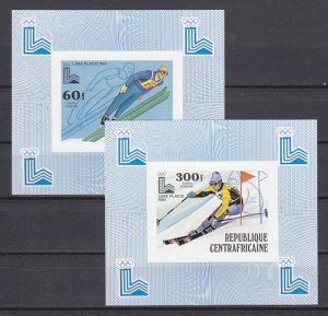 Central Africa, Scott cat. C216-C217 only. Skiing values from set as s/sheets. ^