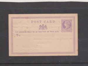 Great Britain 1870 Queen Victoria 1/2 Penny Postal Card MNH H&G1a Sanitary Auth