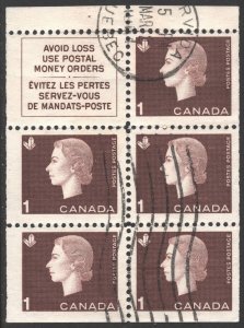 SC#401a 5¢ Queen Elizabeth II: Cameo Issue Booklet Pane (1963) Used