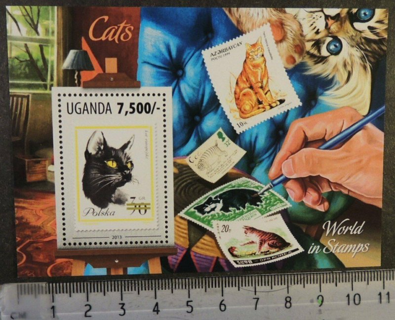 Uganda 2013 cats animals stamp on stamp s/sheet mnh 