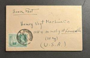 1946 Roorkee Saharanpur India Book Post Cover to Louisville KY USA