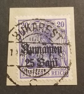 Scott  3N11 - 1918 - Germania Surcharged Germany Used Stamp on Paper z5769