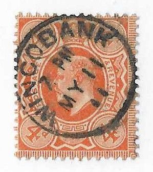 Great Britain Sc #150 4p orange used with SON CDS VF