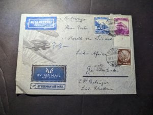 1935 Germany Airmail Cover Rostock to Jamestown South Africa