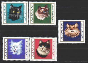 Ajman MNH 318B-22B Domestic Cats 1968 MEOW!!! MEOW!!!!