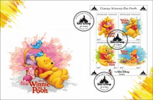 FDC Cover .Cartoons ,Winnie The Pooh 2021 year, cover 1  perforated
