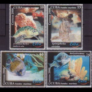 CUBA 2000 - Scott# 4110-3 Marine Life Set of 4 NH