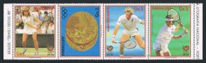 Paraguay 2260 ad strip,MNH.Michel. Olympic Tennis, Seoul-1988.