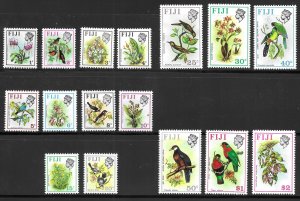 Fiji Scott 305-320 MNH Birds and Flowers Set of 1971-73