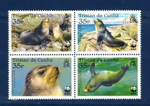 Tristan da Cunha Sc 747-50 MNH Set of 2004 - WWF - Fur Seal - Sea Life -HJ06