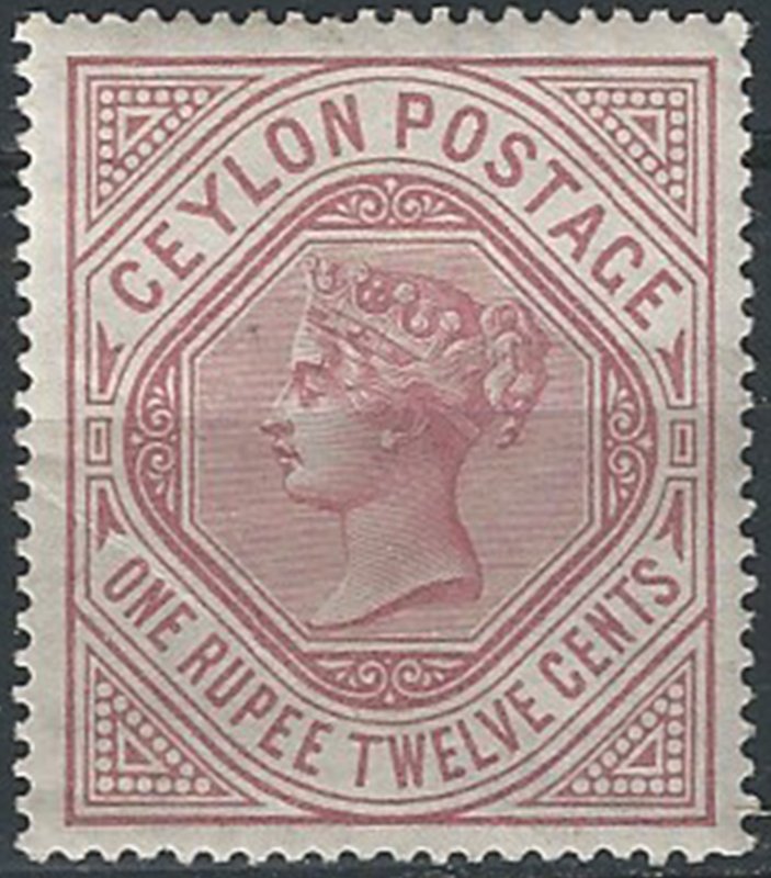1887 Ceylon Vittoria 1r12c. dull rose MNH SG. n. 201