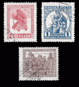 Hungary 1920 CTO Sc B69-71 Returning War Vets Benefit
