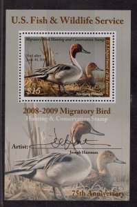 RW75B Federal Stamp Duck Stamp  2008 MNH.OG. Sheet