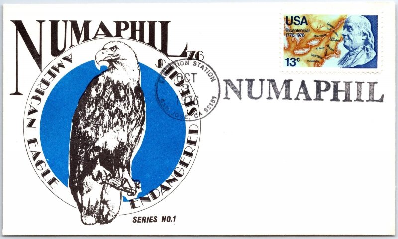 U.S. SPECIAL EVENT POSTMARK COVER NUMAPHIL '76 AMERICAN EAGLE ENDANGERED SPECIES