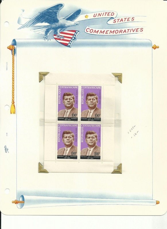 Central Africa Collection, John F. Kennedy, #C24, C24a, Sheet, Stamp, FDC