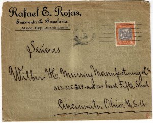 Dominican Republic 1907 Moca cancel on cover to the U.S.